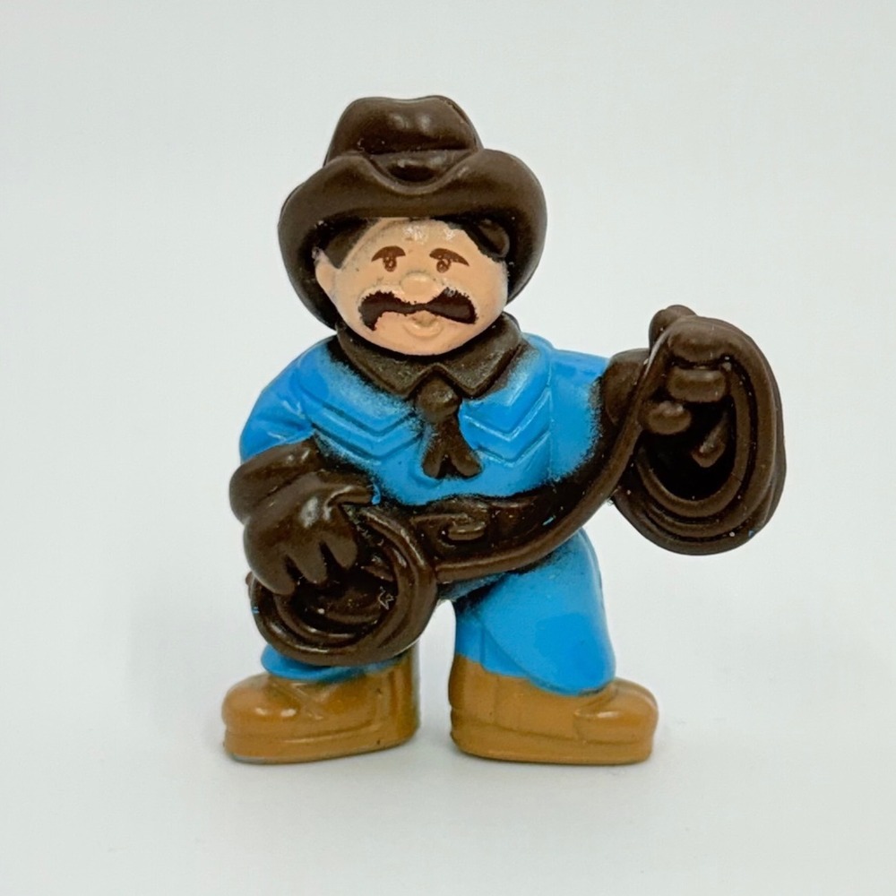 Vintage Hasbro Lincoln Logs Cowboy Bill Blue Shirt Lasso 2" Replacement Figure